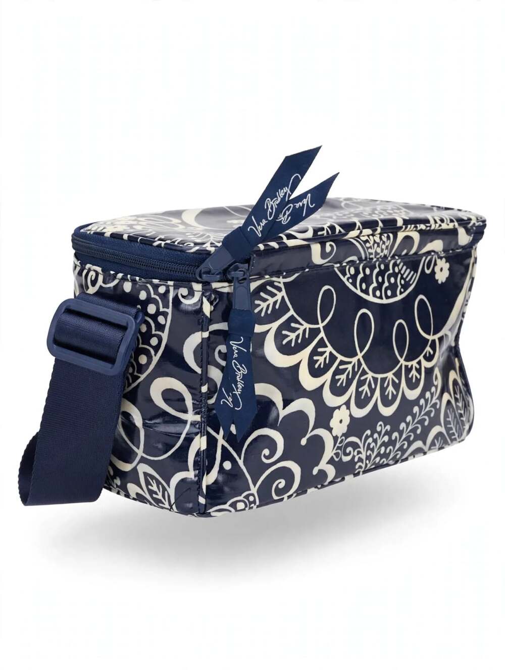 Vera Bradley Insulated Lunch Bag Twirly Birds Navy Vinyl Box Tote